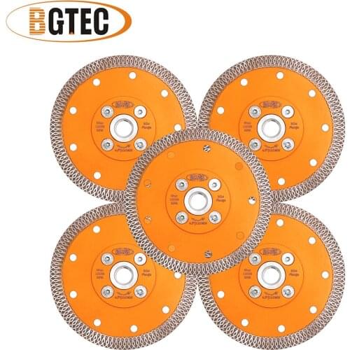 BGTEC 5pcs Dia 4.5inch/115mm Hot pressed X Mesh Turbo Diamond Saw blade with M14 flange Cutting Disc for Ceramic Tile