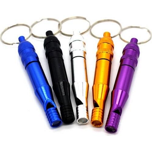 1pc Random Color Portable Alloy Aluminum Emergency Survival Whistle Keychain For Camping Hiking