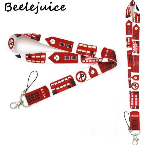 24pcs British life london bus Couple Keychain Lanyards Id Badge Holder ID Card Pass Gym Mobile Phone Badge Holder Key Straps