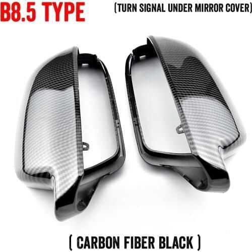 2pcs ABS Rearview Mirror Carbon Look black Side Covers Cap B8.5 For Audi A3 8P A4 A5 2011-2016 8F0857527B 8F0857528B