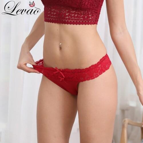 LEVAO Elegant Lace Cotton Women G-String Thong Plus Size T-Back Panties Underwear Sexy Modis Underpants Ladies Tangas Lingerie