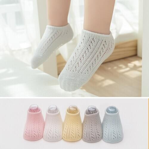 GZHilovingL Newborn Baby Boys Girls Cute Solid Anti Slip Fall Socks Kids Childs Soft Mesh Cotton Boat Short Socks Floor Socks
