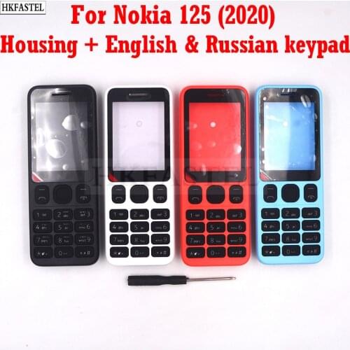 HKFASTEL New High Quality Cover For Nokia 125 2020 Mobile Phone Front housing Back cover English Russian Keypad Parts Tool