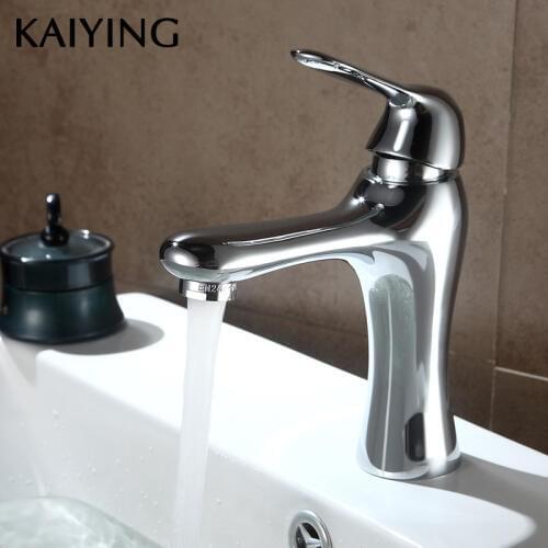 KAIYING Bathroom Basin Faucet Cold and Hot Water Mixer Tap Single Handle Single Hole Chrome Brass Faucet,2582