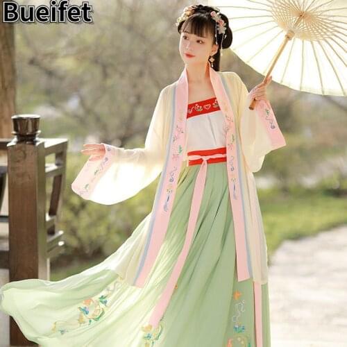 Chinese Traditional Hanfu Fairy Dress Women Elegant Tang Dynasty Princess Dance Costume Ancient Fairy Performance Costume Robe