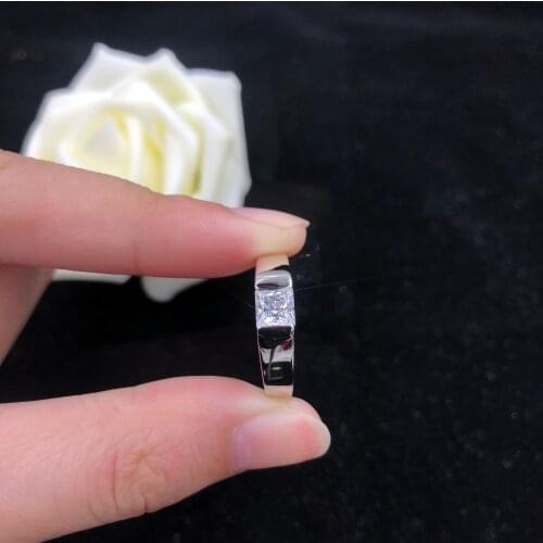Solid 18K White Gold Au750 Ring 0.5Ct Princess Cut Diamond Female Ring White Gold Marriage Ring Promise Love For Her