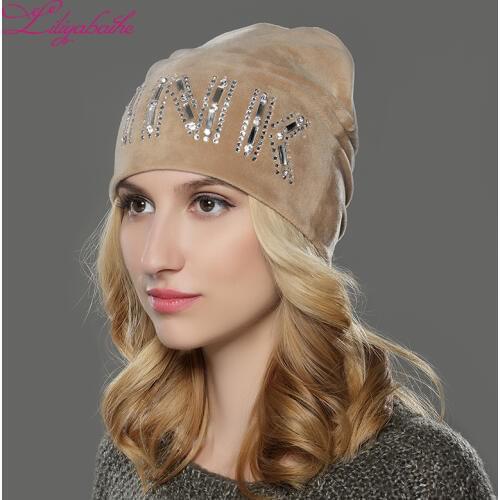 LILIYABAIHE Women Autumn And Winter Hat Ladies Girls Hats For Women Skullies Beanies Fluff Caps PINK Touca new style Caps