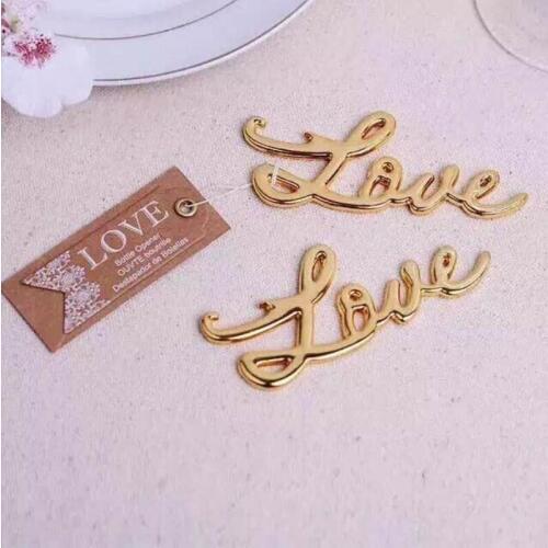 Metal Chrome Silver Gold Color Love Bottle Opener Wedding Bridal Shower Favors and Gift For Guest LX2829