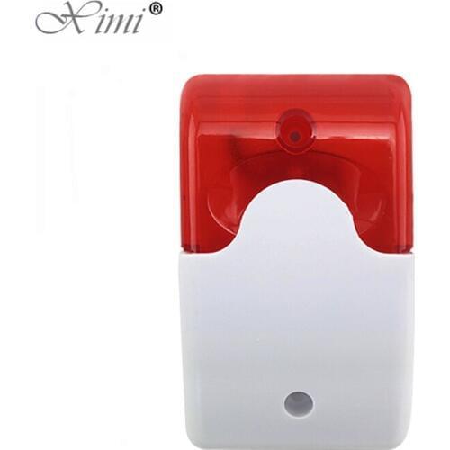 Mini Wired Strobe Siren Durable 12V 110DB Sound Alarm Strobe Flashing Red Light Sound Siren Home Security Alarm System XM-S88