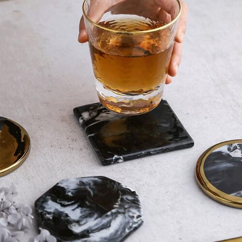 Marble Ceramic Cup Coaster Coffee Tea Drink Cup Mat Simple Insulation Pad Jewelry Display Tray Coasters Tableware Pad Graphite