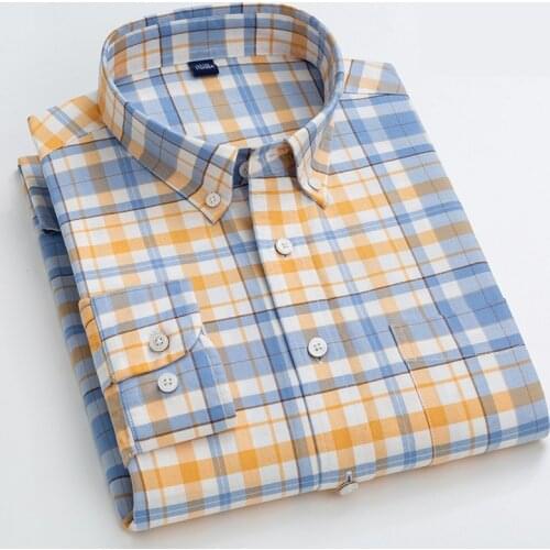 2021 spring and autumn new Mens business casual classic plaid long sleeve Fashion high-end mens office shirt Large size