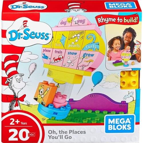 Mega Bloks Dr. Seuss Hot Air Balloon Set with Images and Words Big Building Blocks Educational Toys Construction Toys Best Gift