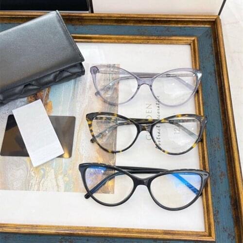 NEW 2021 Cat Eye Women Prescription Optical Frame Lens Brand Case Ch3393 Mujer Gafas Eyeglasses Eyewear Lentes Oculos Feminino