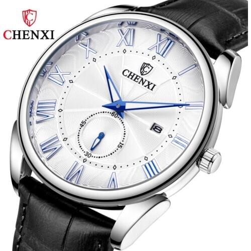 Reloj Hombre 2021 New CHENXI Mens Watches Top Brand Luxury Genuine Leather Quartz Wrist Watch For Men Waterproof Business Clock