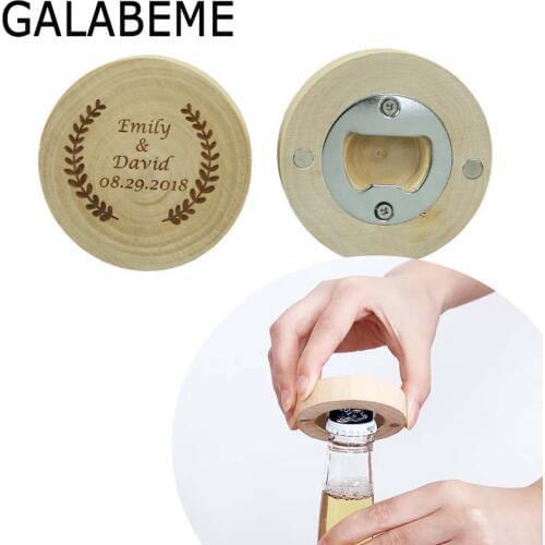 1pc Personalized name date logo Wood Bottle Opener Refrigerator magnet wedding favors and gifts wedding gifts for guests