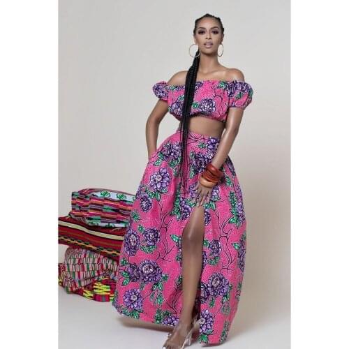 Beach Party Female Elastic Midi Casual All-match Skirt Africaine Clothes Pop Ethnic Print High Waist Split Skirts Women Ropa