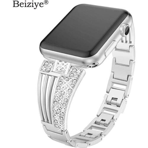 Luxury Diamond Strap For Apple Watch Bands 42mm 38mm Women Stainless Steel Bracelet Strap For iWatch Band 40mm 44mm series 6 5 4