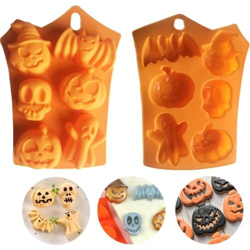 Halloween Pumpkin Bat Ghost Cartoon Silicone Multifunctional Ice Lattice Cake Mold DIY Manual Soap Dripping Glue Chocolate Mold