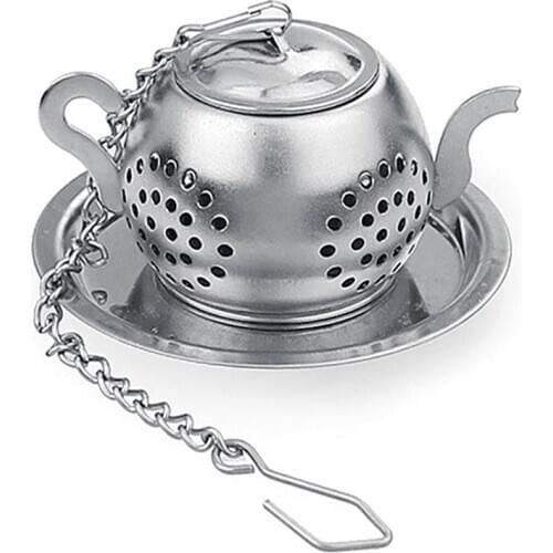 Tea Infuser Stainless Steel Teapot Tray Spice Tea Strainer Herbal Mesh Filter With Saucer Teaware Accessories Kitchen Tools