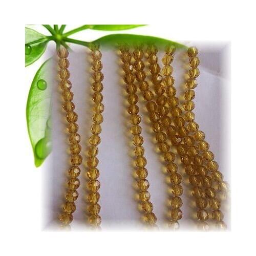 Middle Amber Colour 3mm 4mm Glass Round Stone Balls,Faceted Crystal Ball Beads For Jewelry Making