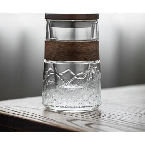 Heat Resistant Glass Tea Water Separation Cup Office Large Capacity Transparent Filter Drinking Mug with Lid Drinkware 550ML