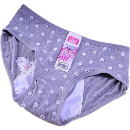 2pcs Big Girl Menstrual Panties Physiological Briefs Floral Waterproof Leakproof Broadened Female Underwear Lady Underpanties