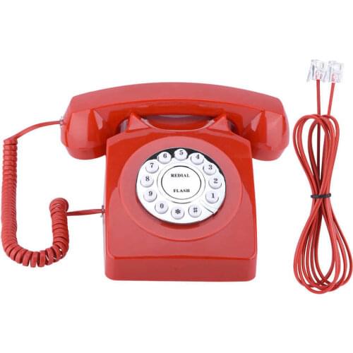 Western Style Vintage Antique Telephone Numbers Storage Clear Sound Retro Telephone Red Landline Telephone Corded