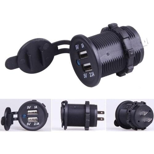 EE support 12V 2.1A Waterproof Black Dual USB Charger for Motorcycle Auto Truck Parts Socket Adapter Outlet Power Car styling