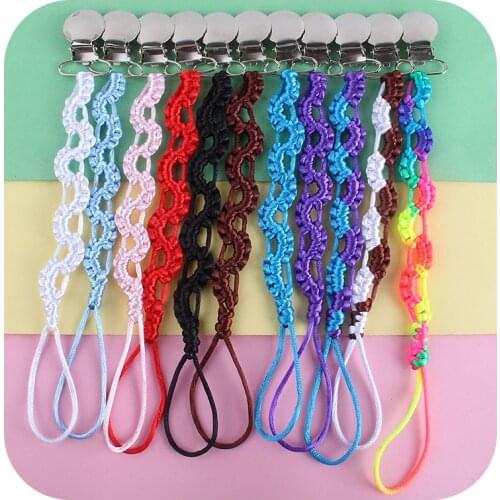 1Pcs Simple Handmade Weave Baby Pacifier Clip Baby Anti-drop Nipple Hodler Anti-lost Baby Pacifier Chain Clip Wholesale