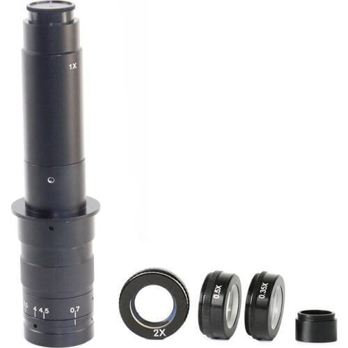 10X~300X Adjustable Magnification 25mm Zoom C-mount Lens with0.35X/0.5X/2.0X /2.5X Barlow Auxiliary Lens FOR 10A Microscope