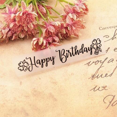 15x3cm Happy birthday Embossing folders Plastic Scrapbooking DIY Template Fondant Easter Cake Photo Album Card Making