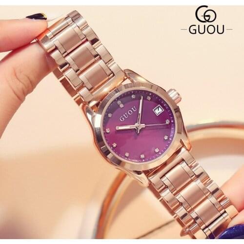 2018 New Fashion GUOU Brand Luxury Clock Women Men Lovers Quartz Watch Reloj mujer Ladies Watches Waterproof relogio masculino