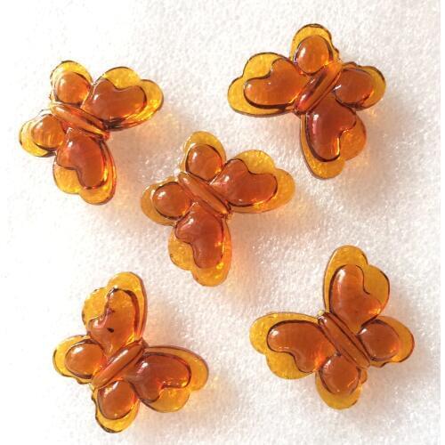 Orange Color 28*35mm 40pcs Crystal Loose Beads Diy Accessories Beads Glass Artificial Glass Butterfly With Hole For Curta