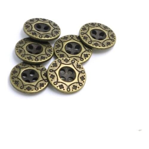 50pcs 12mm Metal bronze flower flat Buttons Pattern Carved Sewing Buttons
