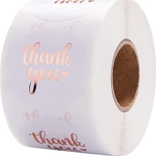 500pcs Rose Gold Foil Thank You Sticker For Small Business Gift Seal Labels Shipping Sticker for Decoration Envelope Packaging