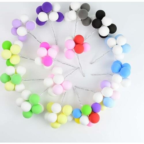 8pcs/Bouquet Balloon Flower Shape Cake Toppers DIY Colorful Garlands For Wedding Party Birthday Favors Dessert Top Decorations
