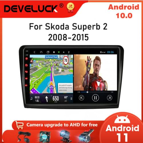 Android 10 2 Din Car Radio For Skoda Superb 2 B6 2008 - 2015 Navigation GPS Carplay Android AUTO Multimedia Video Player RDS DVD