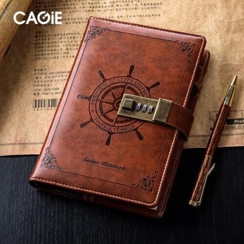 Retro PU Leather Sailor B6 Password Notebook Locker Weekly Planner Diary Notepad Journal Office School Supplies Stationery Gift