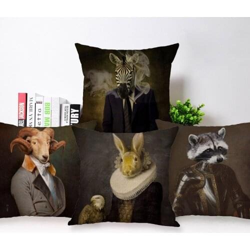 Sheep Rabbit Dog Cushion Cover Decor Lovely Animal Beige Throw Pillows Case Home Pillowcase 45X45cm Sofa Decoration