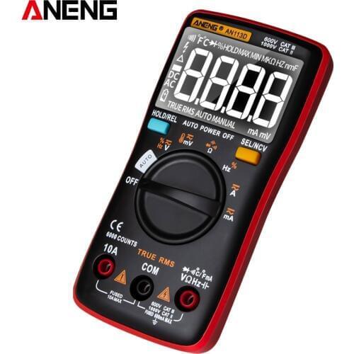 ANENG AN113D Digital Electrical Multimeter 6000 Counts DC/AC Current Voltage Tester True RMS Auto Ranging LCD Meters