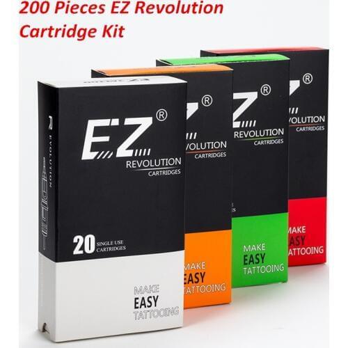 EZ Assorted New Mixed Revolution Tattoo Cartridge Needles RL RS M1 CM for Cartridge Machine Grips Tattoo Supply 200 pcs /lot