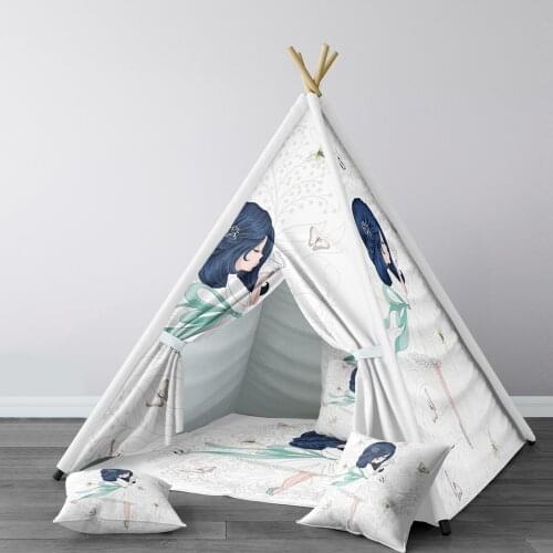 Play Tent for Kids Wigwam Portable Indoor Playground Tents Children Bedrooms Butterfly and Ballerina Model 085