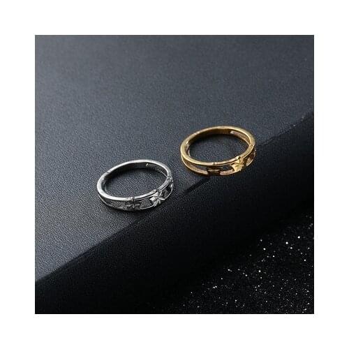 Flower Ring Hollow Rose Gold Titanium Steel Accessories Unisex Fashion Jewelry for Women Girl Child Gifts