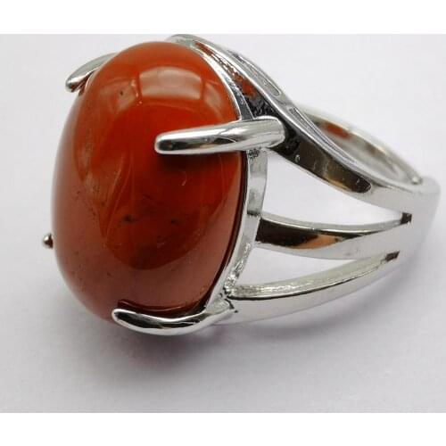 Natural Red Jaspe r Stone Oval Bead GEM Finger Ring Size 8-9 Jewelry For Gift X267