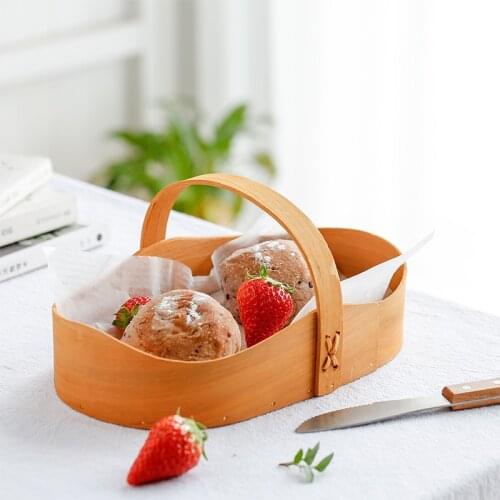 Creative Wood Storage Basket Fruit Bread Picnic Handmade Backery Cake Container Box Kitchen Organizer Tools Home Decor Accessory