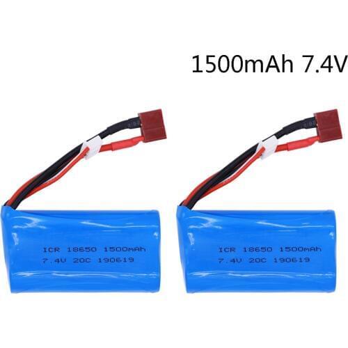 7.4V 1500mAh 2S lipo Battery for Wltoys 12428 12401 12402 12403 12404 12423 FY-03 FY01 FY02 rc toy battery part 18650 2PCS/lot T