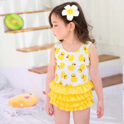 Cute Small Yellow Duck Printed Girls Bikini Set 2020 New Arrivals Children Swimwear Kids Bathing Cartoon Swim Suit