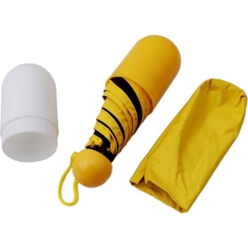 Mini Umbrella Rain Women Parasol Sunscreen Rainproof Capsule Umbrella 5 Folding Anti-Uv Windproof Portable Pocket Umbrella