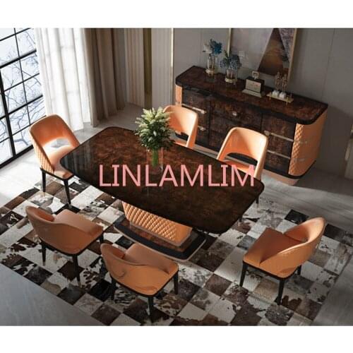 Dining table set comedor sillas de comedor стол обеденный mesa comedor muebles de madera mesa de jantar +6 chairs + eat edge ark