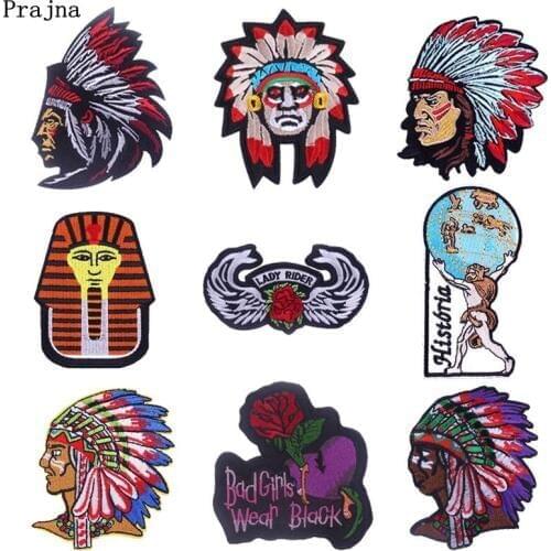 Prajna Egypt Things Iron on Patches Rose Ancient Egypt People Embroidered Patch For Clothing DIY Stripe On Jean Coat Accessories